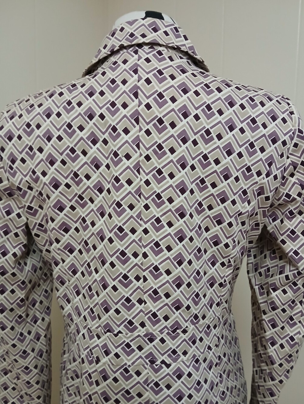 LOFT Patterned Purple & Cream Long Coat - Picture 7 of 9